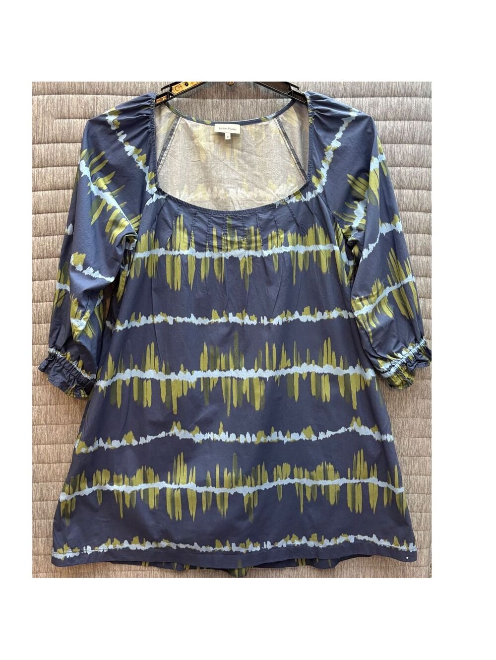 Richer Poorer Women's Tie-Dye Mini Dress Size Small Square Neck Blue Chartreuse